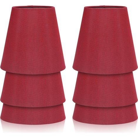 Set of 6 Clip On Lampshade Hanging Fabric Lampshade Chandelier Lamp Shades for Wall Lamps and Tables (Red Wine) (1/5)