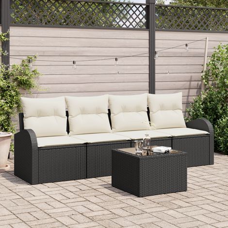 Gartensofa-set Schwarz 55 x 55 x 37 cm Poly-Rattan vidaXL (1/5)