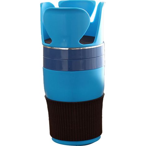 Porte-gobelet voiture 360° rotatif, anneau antidérapant en silicone multifonction pour clés, tasses, thé, bleu (1/5)