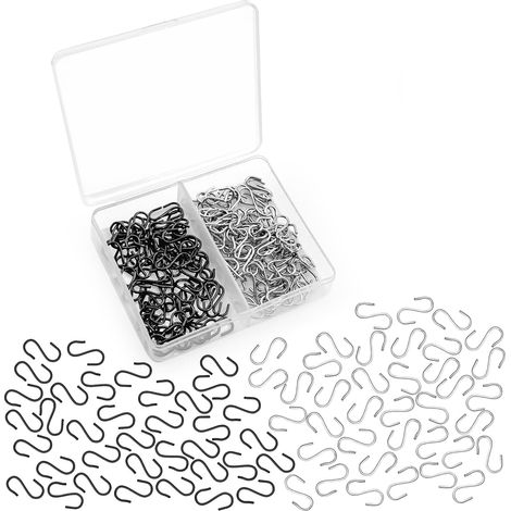 150 mini ganchos en forma de S plateados/negros con caja, estables, para manualidades, joyería, llaveros y proyectos de bricolaje. (1/5)
