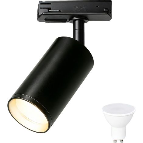 LED Rail Spotlight orientable GU10 – Spot sur rail pivotant pour plafond, noir (1/5)