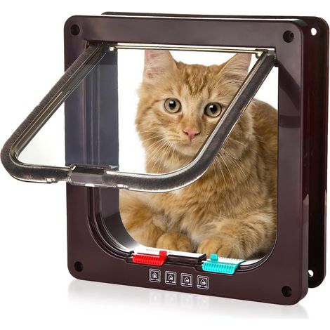 Porte pour animaux de compagnie pour chats et chiens, porte pour chat moyenne à verrouillage 4 points, résistante aux intempéries (1/3)