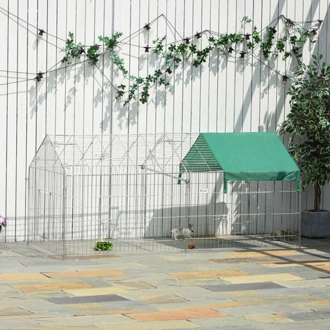 Parque plegable para mascotas de acero con cubierta OKMYHOME (1/4)
