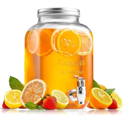 Distributeur avec robinet, Fontaine En Verre Pour Boissons Distributeur de détergents d'une capacité de 5L (1/5)