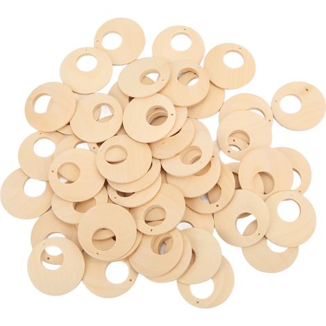 50pcs Wood Earring Blanks Hollow Round DIY Making Easy Coloring Wear Resistant Light Weight Jewelry Making Supplies (1/5)