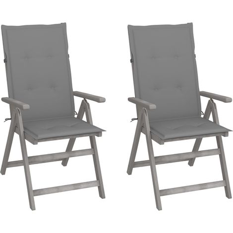 Lot de 2 Chaises inclinables de jardin,Fauteuils d'extérieur avec coussins Bois d'acacia -TF77736 (1/5)