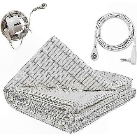 Drap de mise à la terre en fibre d'argent, 27x52 pouces, prise UE, matériau conducteur doux pour peau, améliore le sommeil