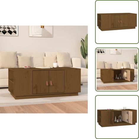 Table basse Marron miel 100x50x41 cm Bois massif de pin - Table Basse - Meuble Salon - Table D'appoint - Table Latérale - Bois Massif (1/5)