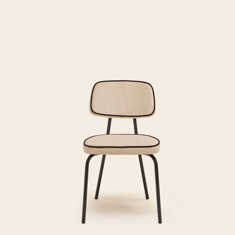 Chaise en Velours uni Dalila et passepoil noir YSABEAU