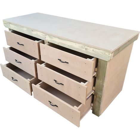 Wooden MDF top workbench, tool cabinet with drawers (V.2) (H-90cm, D-70cm, L-120cm)