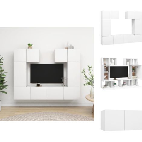 TV-Möbel - Living 6-tlg. TV-Schrank-Set Weiß Holzwerkstoff (1/5)