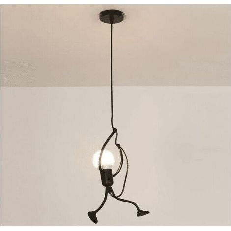 Ikodm – Suspension métal noir moderne D26 × H140 cm – Lampe à suspension E27 pour enfants – Lumière ambiante réglable – Pour chambre et salon (1/5)