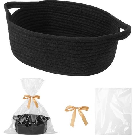 Cesto regalo vuoto, contenitore in cotone intrecciato, ideale per compleanni, Natale e matrimoni, completo di sacchetti regalo e nastri. (1/5)