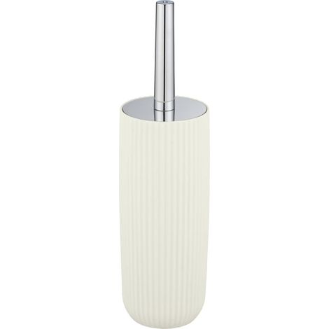 Kit d'accessoires pour WC blanc crème, support fermé pour le rangement de la brosse en plastique et à la surface structurée, sans BPA, brosse WC hygiénique, Ø 10 x 36,5 cm (1/3)