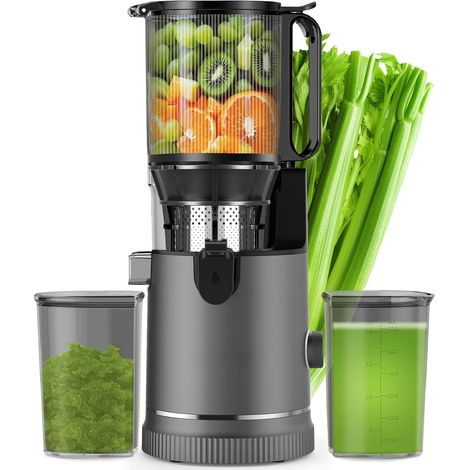 Extracteur de Jus – Slow Juicer avec Goulotte XL 147 mm et Moteur 400 W, Rendement Élevé et Préservation des Nutriments, Capacité 1,8 L avec 2 Verres, Sans BPA, Pour Fruits et Légumes Entiers (1/5)