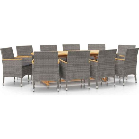 Maison Exclusive - Set da Pranzo per Giardino 11 pz con Cuscini Grigio (1/5)