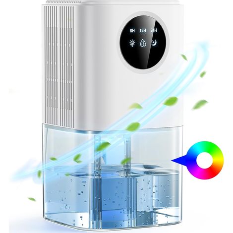 1000 ml Luftentfeuchter, extrem leiser elektrischer Luftentfeuchter (≤ 38 dB), 7-Touch-LED-Ambiente, automatische Abschaltung, tragbares Gerät mit Timer für Ankleidezimmer, Badezimmer, Schlafzimmer (1/5)