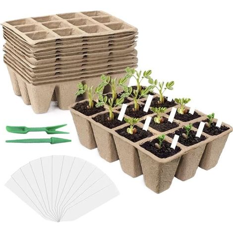 Godet Biodégradable Pour Semis - 4,1 x 4,1 x 5 cm - Convient À Toutes Les Plantes - Lot De 144 Pièces (1/5)