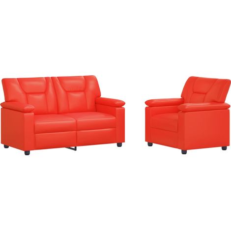 Sofa-Set 2 pcs Rot Kunstleder vidaXL (1/5)