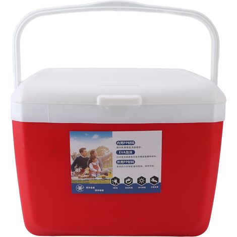 Glacière portable isolée et étanche de 13 litres avec poignée de transport pour pique-niques, barbecues, camping et pêche (rouge). (1/5)