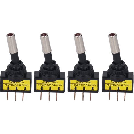 4 pièces interrupteur à bascule ON OFF LED rouge illuminé interrupteur à bascule automatique de voiture 3 broches 12mm 20A DC12V. (1/5)