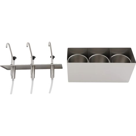 Dispensador de salsas, acero inoxidable, capacidad para tres compartimentos, sin enchufe. (1/5)