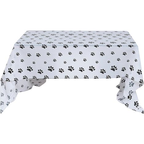Nappe jetable noire en polyéthylène avec un adorable chiot décoratif (1 pièce) (1/5)
