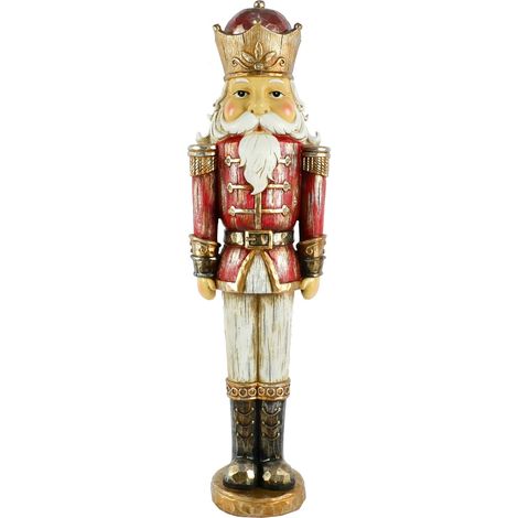 Statuetta Soldatino schiaccianoci decorativo in poliresina con luci per decorazioni natalizie -69 cm / Verde (1/3)