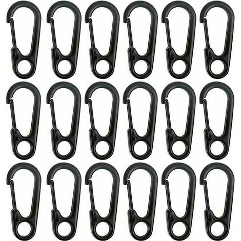 UlisemMini mousqueton en alliage de zinc pour porte-clés, idéal pour l'escalade, la randonnée, l'alpinisme, le camping et la pendaison d'objets (noir, dimensions : 31,3 × 14,3 mm), lot de 20 pièces. (1/4)