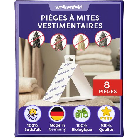 Anti Mites Textiles pour Armoire et Vêtements avec Phéromone - 8 Piège à Mites Vêtements Adhésifs - pour Laine, Cachemire & Textiles - 100% Naturel sans Biocides - Fabriqué en Allemagne (1/5)