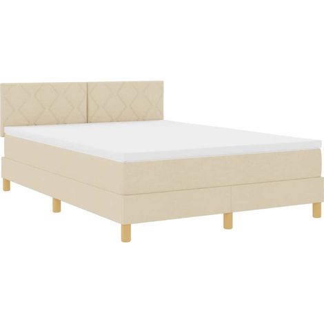 Lit boxspring avec matelas Crème 160 x 200 cm tissu vidaXL (1/5)