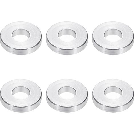 Rondelles en Aluminium M6, 6pcs Entretoise Métallique à Vis Ronde, Rondelle Plate pour Vis Tige Écrous Boulons, Bague d'Écartement en Métal 6.2mm ID x 15mm OD x 3.5mm Hauteur (1/5)