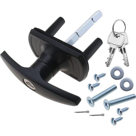Black Garage Door Lock 75mm Shaft 35mm Fixing Spigots Compatible with HENDERSON (1/5)