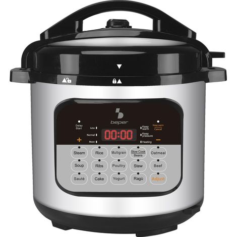 BEPER P101COS002 Pentola Multicooker a Pressione 6 Litri,15 Programmi di Cottura, Slow Cooker, Timer 24h, 3 Livelli di Pressione, Funzione Mantenimento Caldo, 10 Sistemi di Sicurezza,1000W (1/5)