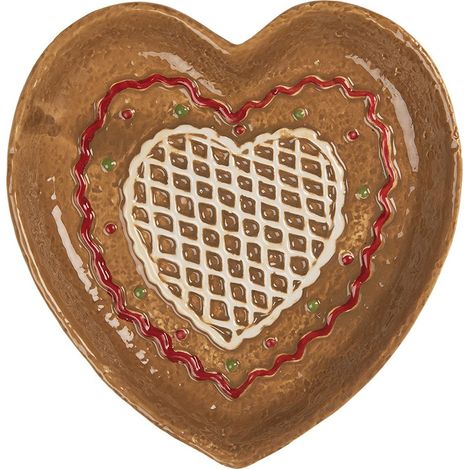 Assiette à Petit-Déjeuner Cœur en Céramique Marron pour Dessert et Tapas 17 x 17 x 3 cm - PANGIVO (1/3)