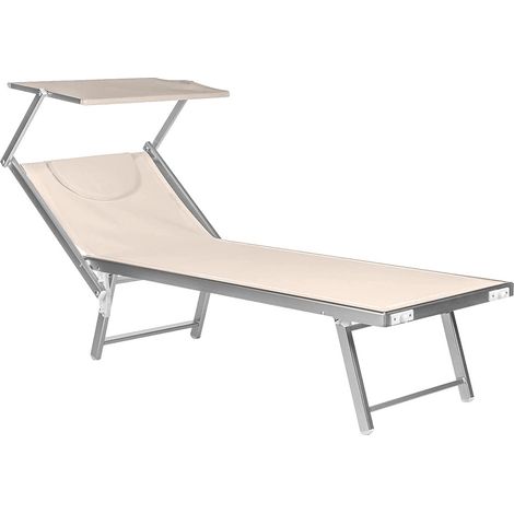 LETTINO SPIAGGIA CON PARASOLE 'BUDELLI' cm. 188 x 67 x h.38 - colore tortora