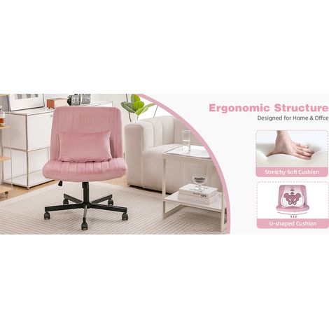 Chaise de bureau moderne Home Office – fauteuil pivotant réglable en hauteur sans accoudoir avec roulettes silencieuses et coussins rembourrés – chaise de bureau en tissu élégante pour bureau et salon (1/5)