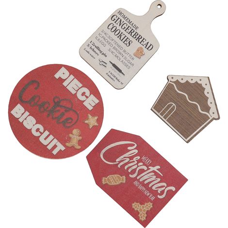 4 panneaux décoratifs en bois pour Noël, plateau à étages pour biscuits et gâteaux, décoration champêtre pour fête à la maison (1/5)