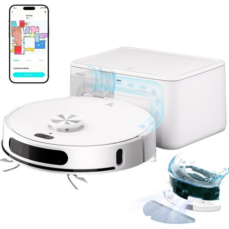 Robot Aspirateur Laveur avec Station jusqu'à 8000Pa Autonomie 220min  70 Jours Vidage Automatique, Navigation LiDAR (1/5)