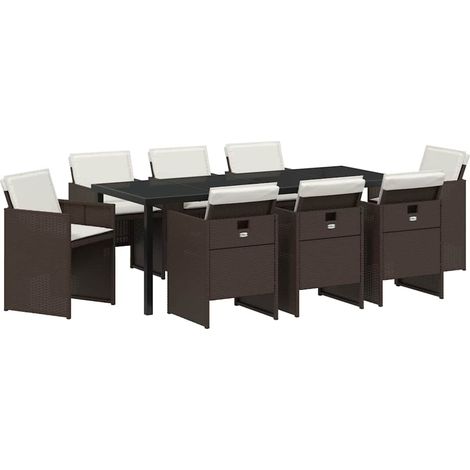 Maison Exclusive - Set da Pranzo per Giardino 9 pcs Marrone polyrattan