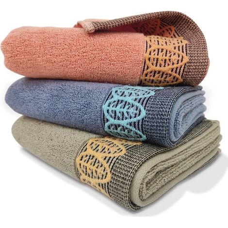 Serviettes pour les mains en coton ultra-absorbantes et douces (lot de 3, 35,5 x 74 cm) pour les mains, le visage, la salle de sport et le spa (3 couleurs)