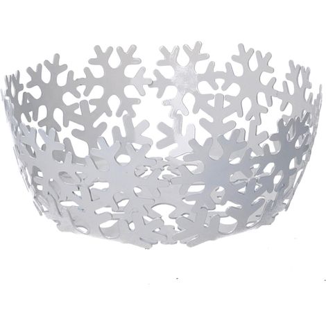 Cesta redonda de metal blanco copo de nieve cm ø20h7 (1/2)