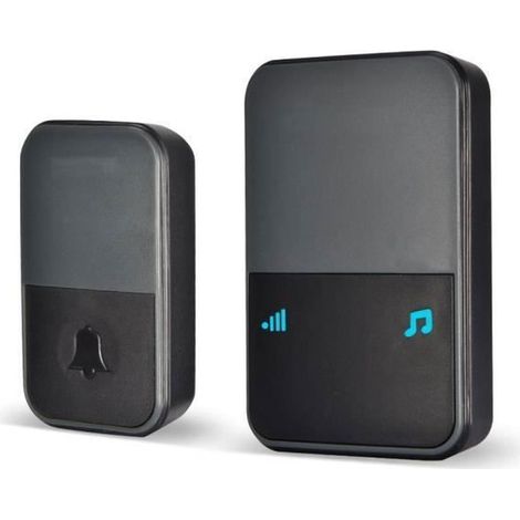 Sonnette sans Fil exterieur Étanche - IP44 Étanche , Portée de 200M, 52 Mélodies 4 Niv Volume - Noir et Gris