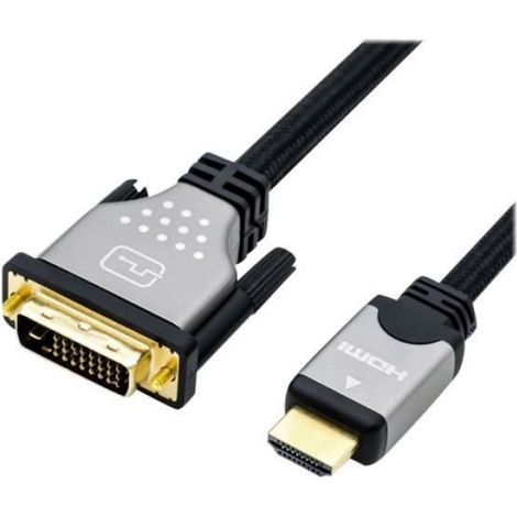 Câble vidéo double liaison HDMI-DVI DVI-D (M) pour HDMI (M) 5m - Noir-argent - support 4K