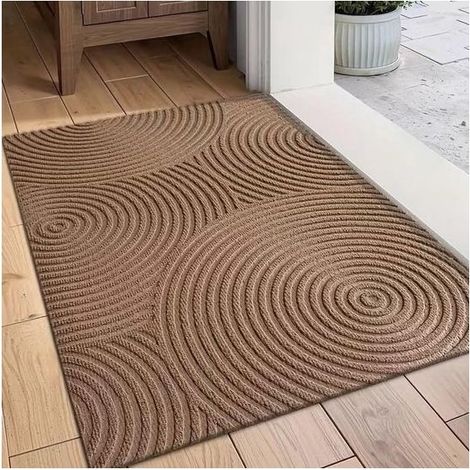 Paillasson anti-saleté intérieur extérieur lavable 45x75 cm, tapis absorbant pour entrée jardin et terrasse, marron (1/2)