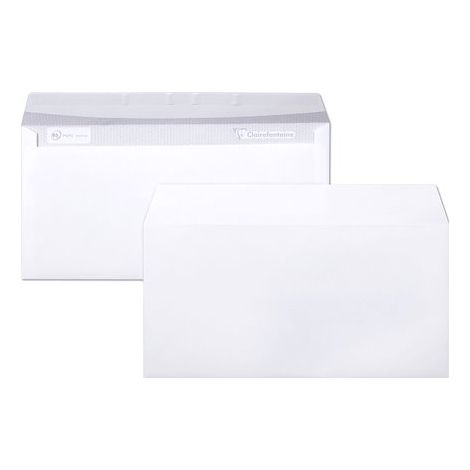Enveloppe Clairefontaine blanche 110 x 220 mm - format DL - sans fenêtre - Boîte de 500 (1/3)