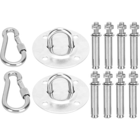 Kit de fixation pour hamac en acier inoxydable, kit de suspension pour balançoire, plaque de fixation au plafond, mousqueton