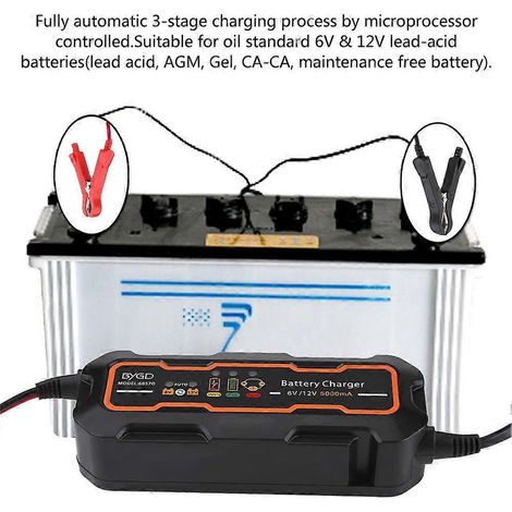 Chargeur intelligent automatique 6V/12V 5A pour voitures, camions, motos, bateaux, batteries AGM et GEL