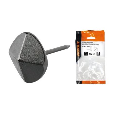 CHIODO A BORCHIA PUNTA SINGOLA SELF WORKIT - X MOBILI FERRO BATTUTO MM 20 CF=PZ 4- 5 confezioni