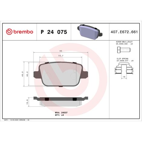 PLAQUETTES DE FREIN ARRIÈRE BREMBO P24075